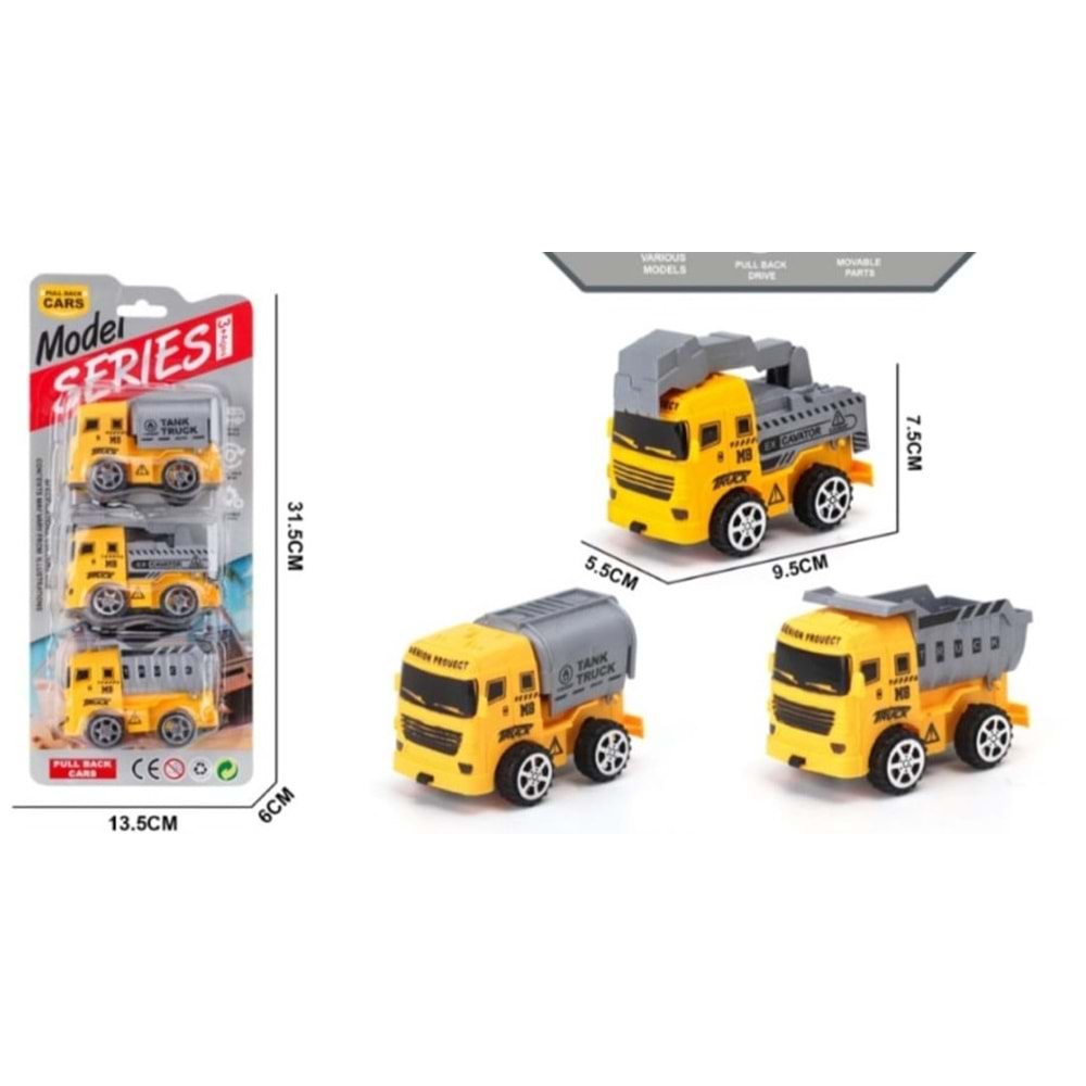 OYUNCAK SLIDE CAR İŞ ARABALARI 3 AD