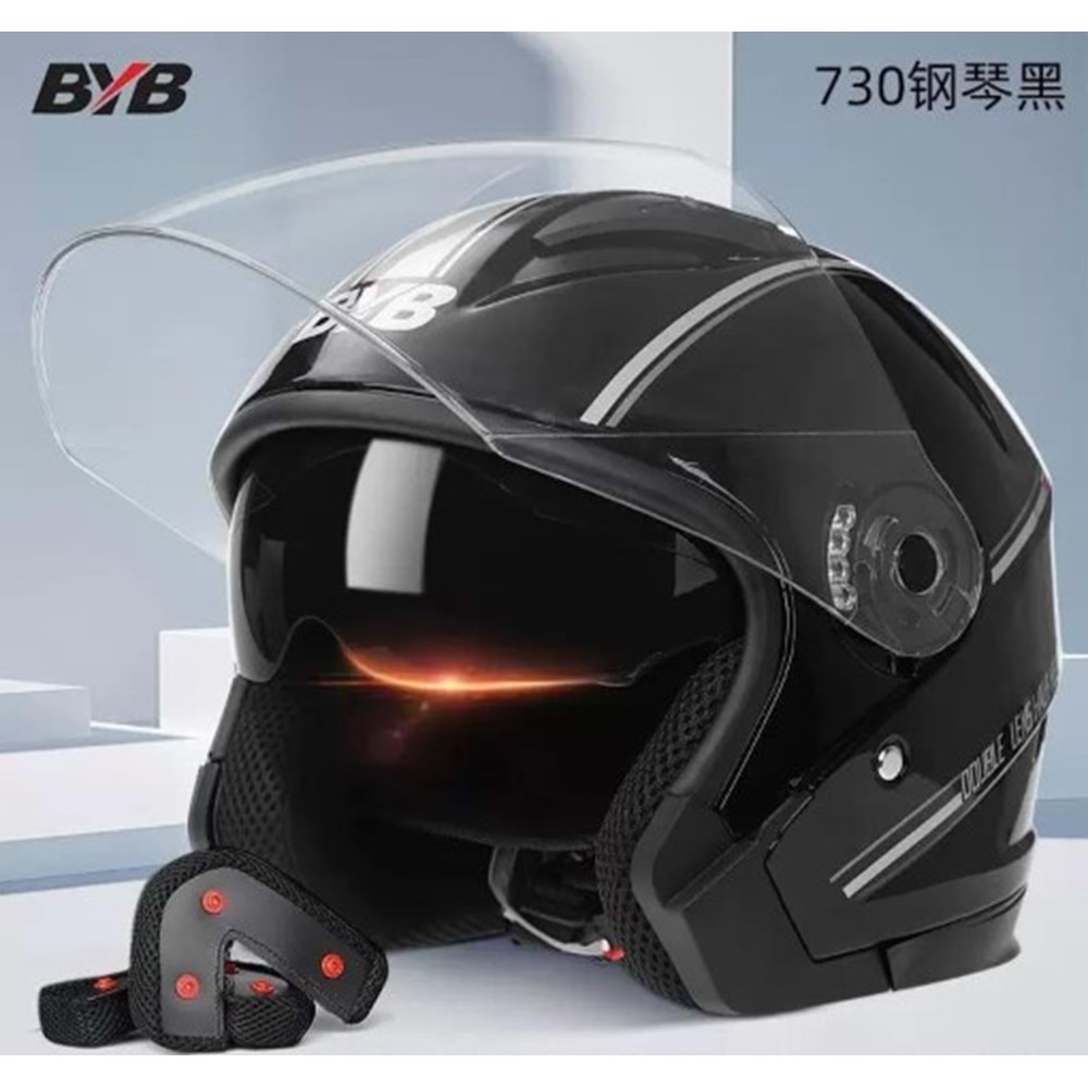 MOTOSİKLET HELMETİ - BYB 730 SİYAH
