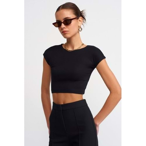 TENA KADIN T-SHIRT LİKRA RİBANA CROP - T24513