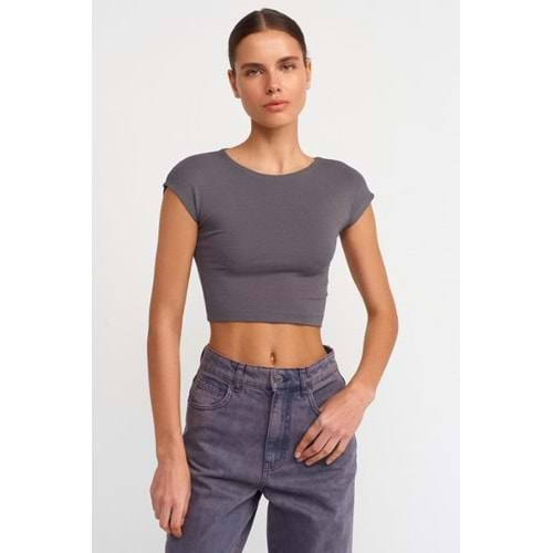 TENA KADIN T-SHIRT LİKRA RİBANA CROP - T25513